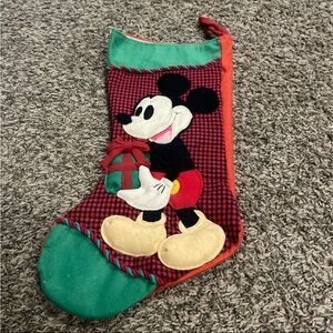 Disney Mickey Mouse vintage buffalo check 1995 Christmas stocking